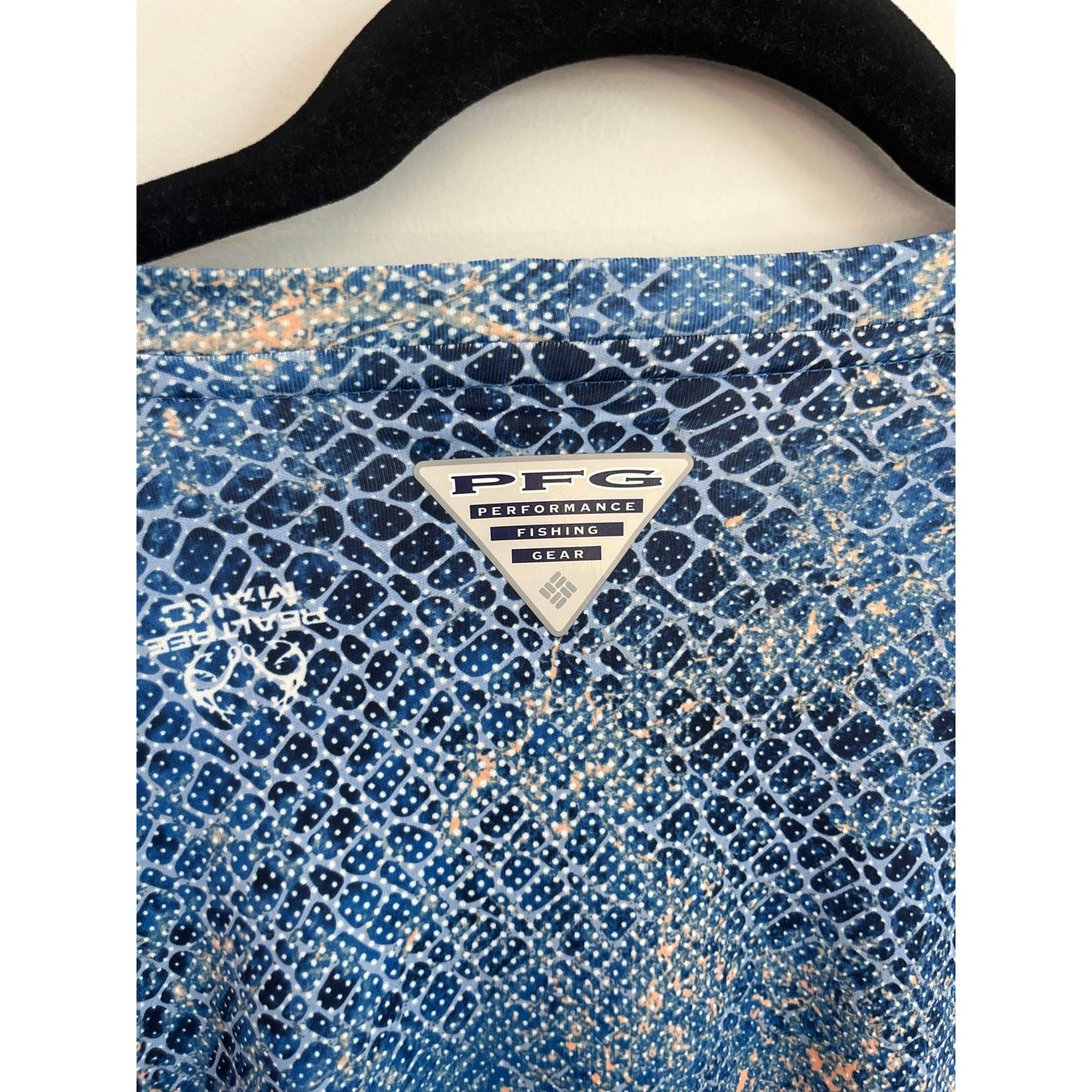 Columbia PFG Shirt Men XL Blue Snake Print Long Sleeve Fishing Top