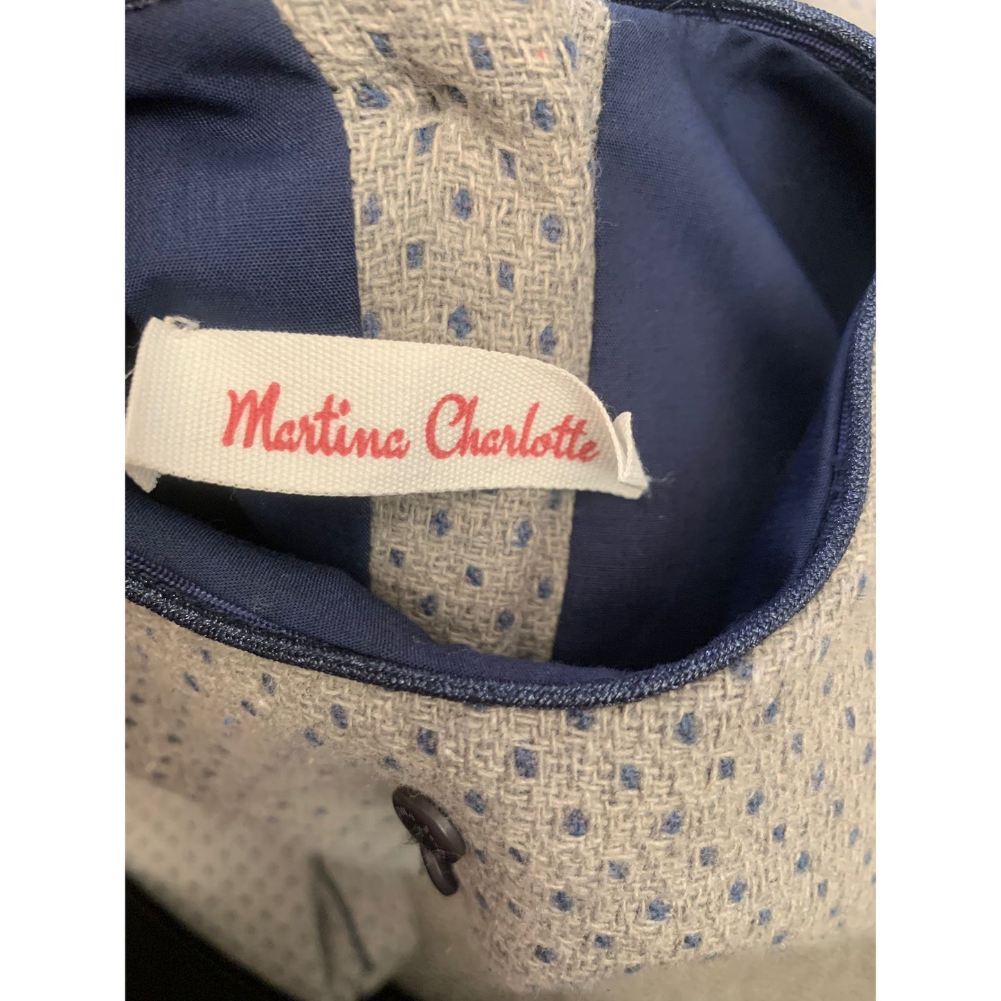 Martina Charlotte Girls 4Y Gray And Navy Drop Waist Dress