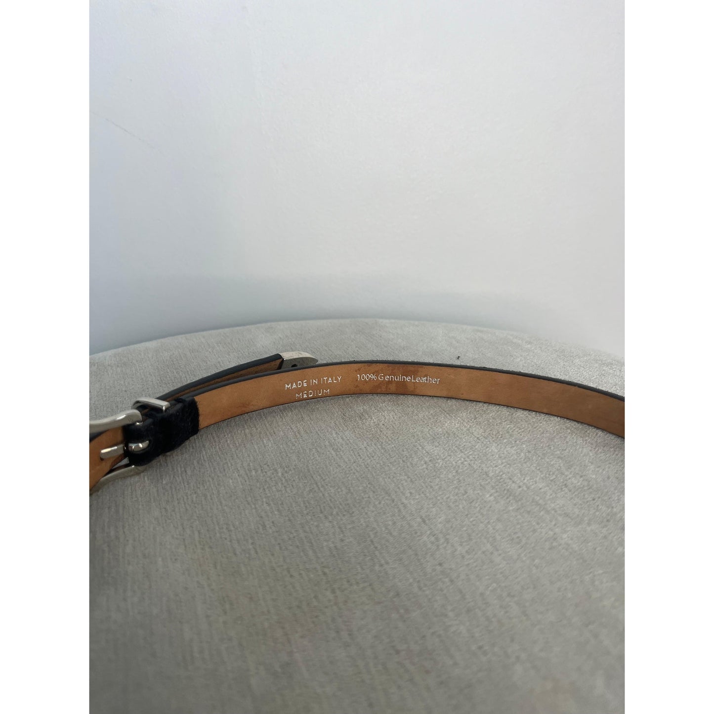 Veronica Beard Black Leather Calf Hair Belt Women Medium Genuine Buckle