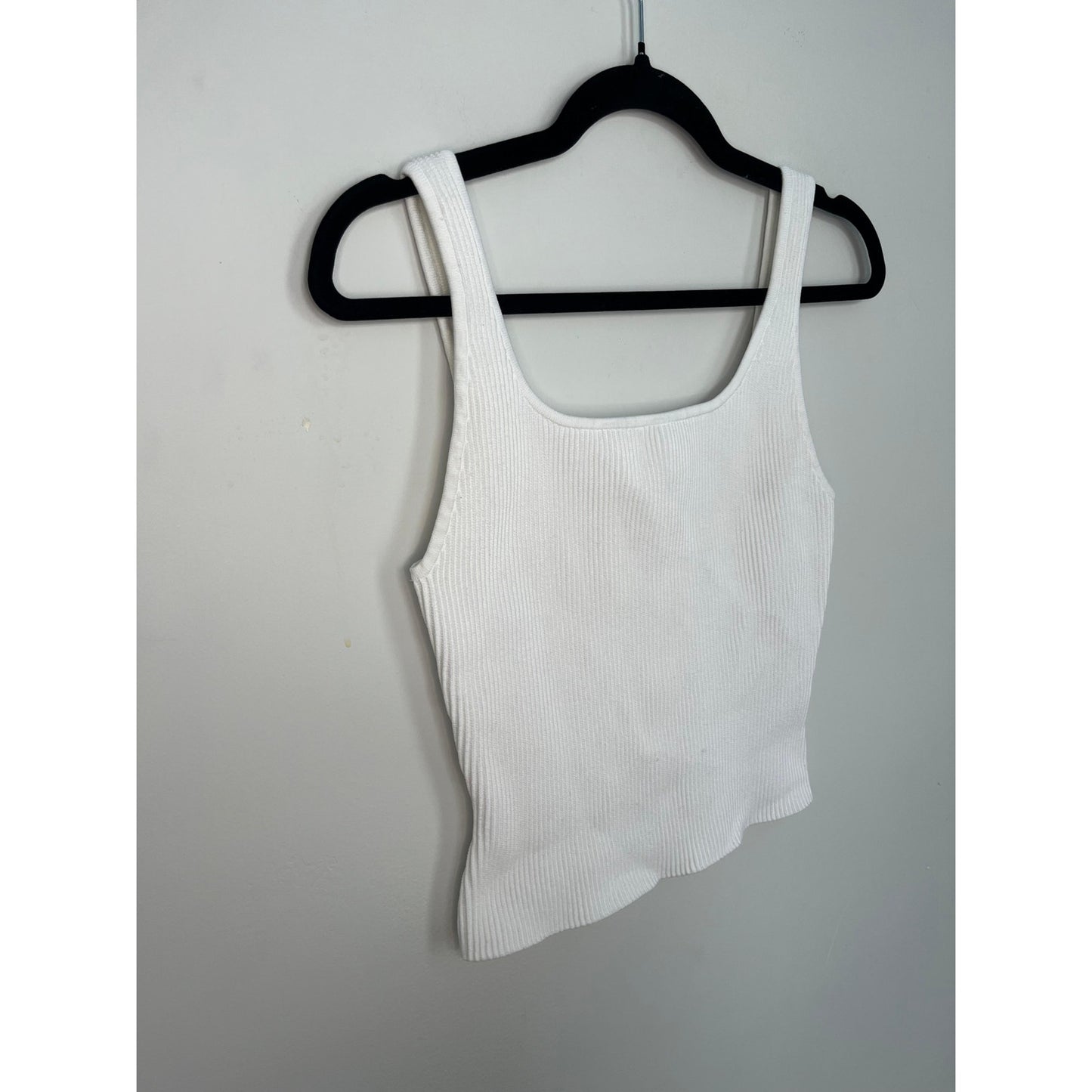 Babaton Ribbed Tank Top Women M White Square Neck Minimalist Stretch