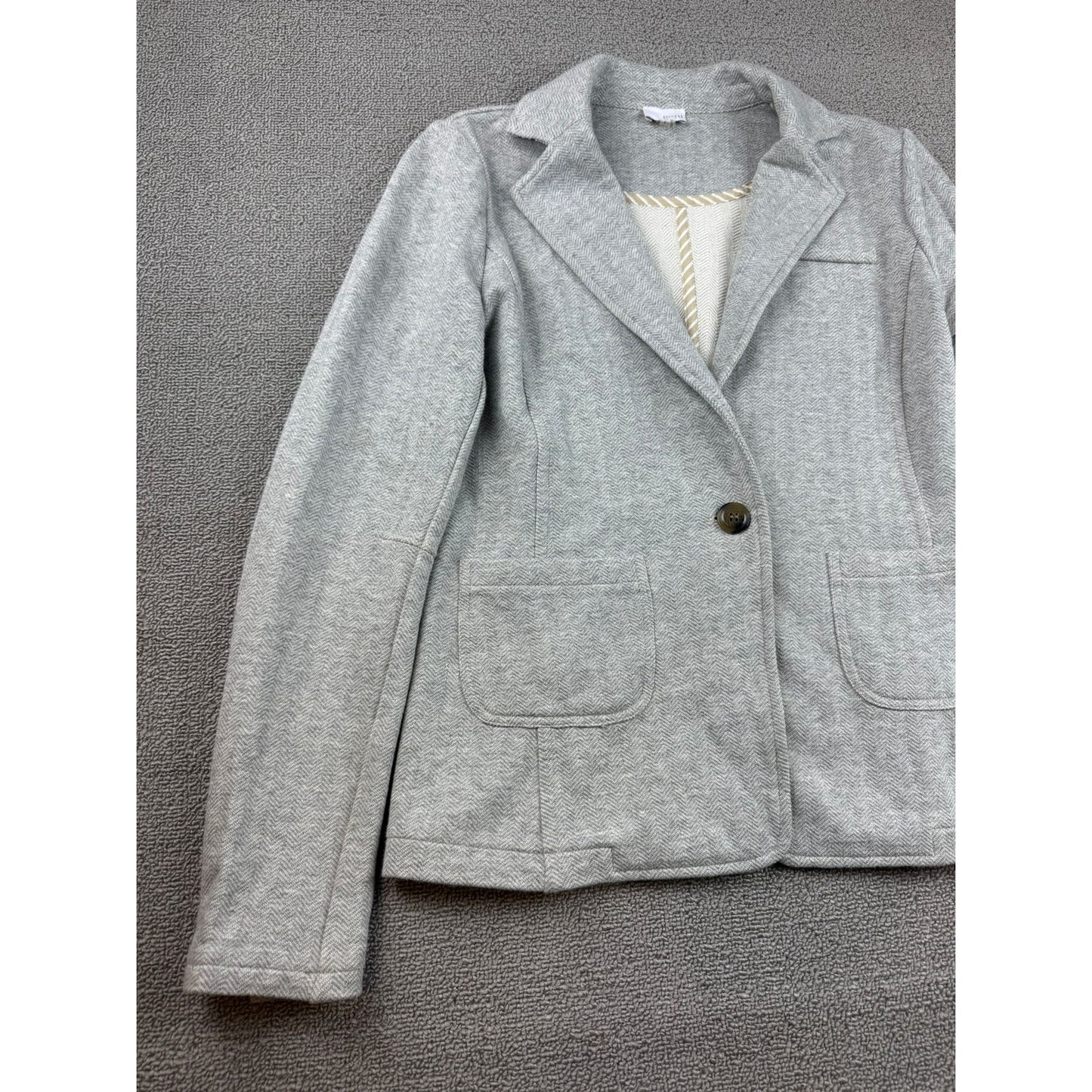 Ecru Women Small Gray Knit Blazer Light Weight Minimalist