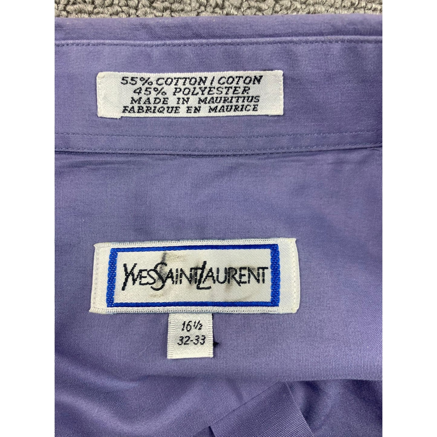 Yves Saint Laurent Men's 16.5 32/33 Purple Dress Shirt Long Sleave