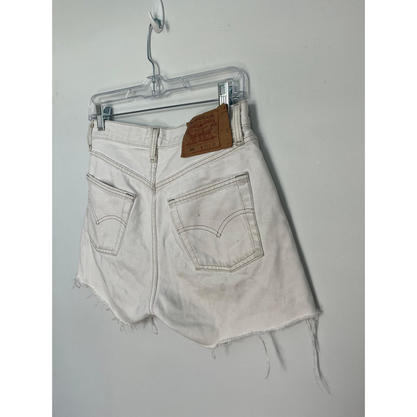 Levi's 501 Vintage Cutoff Shorts Women 30 White Denim High Rise Raw Hem