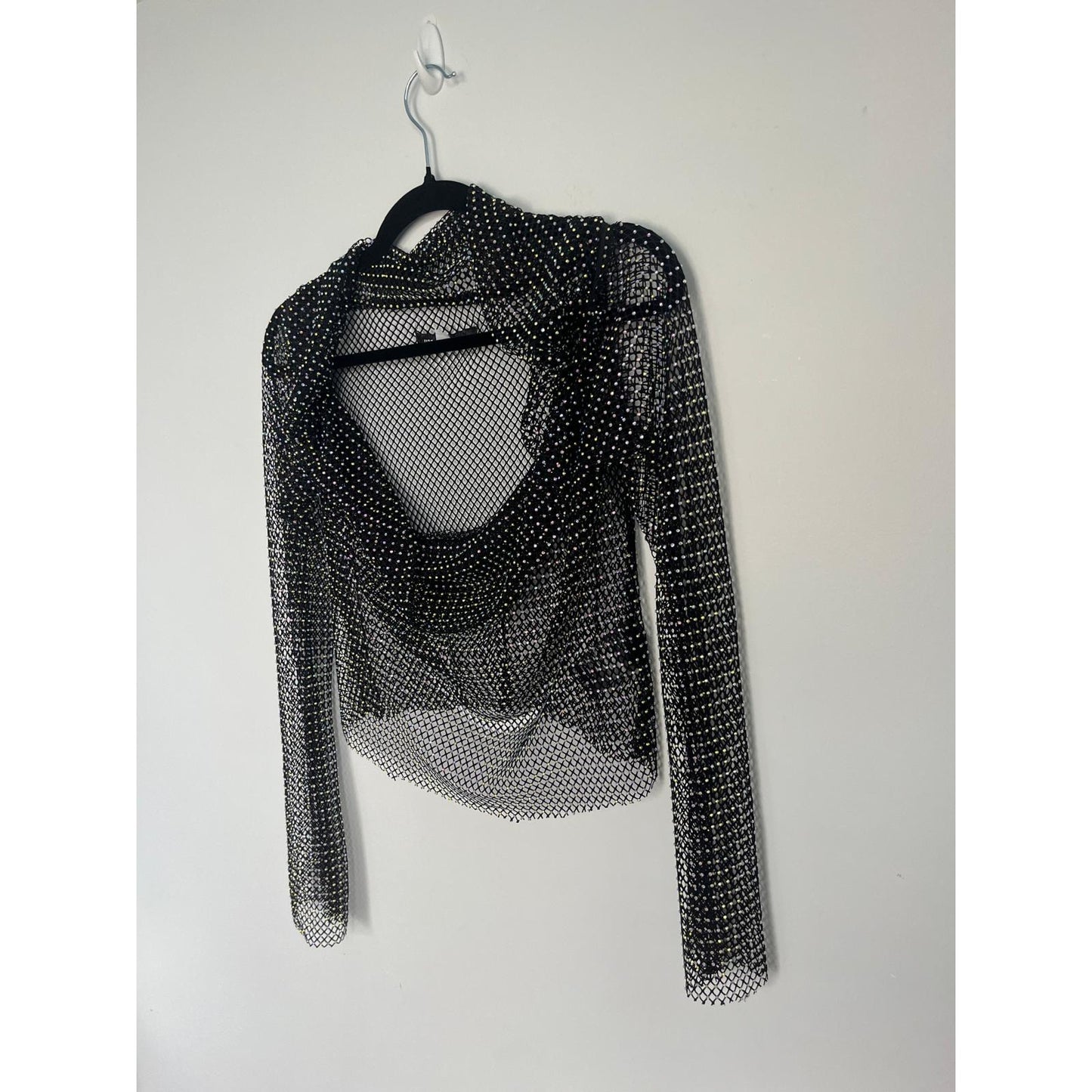 Urban Outfitters Mesh Rhinestone Sheer Top Women XL Festival Clubwear