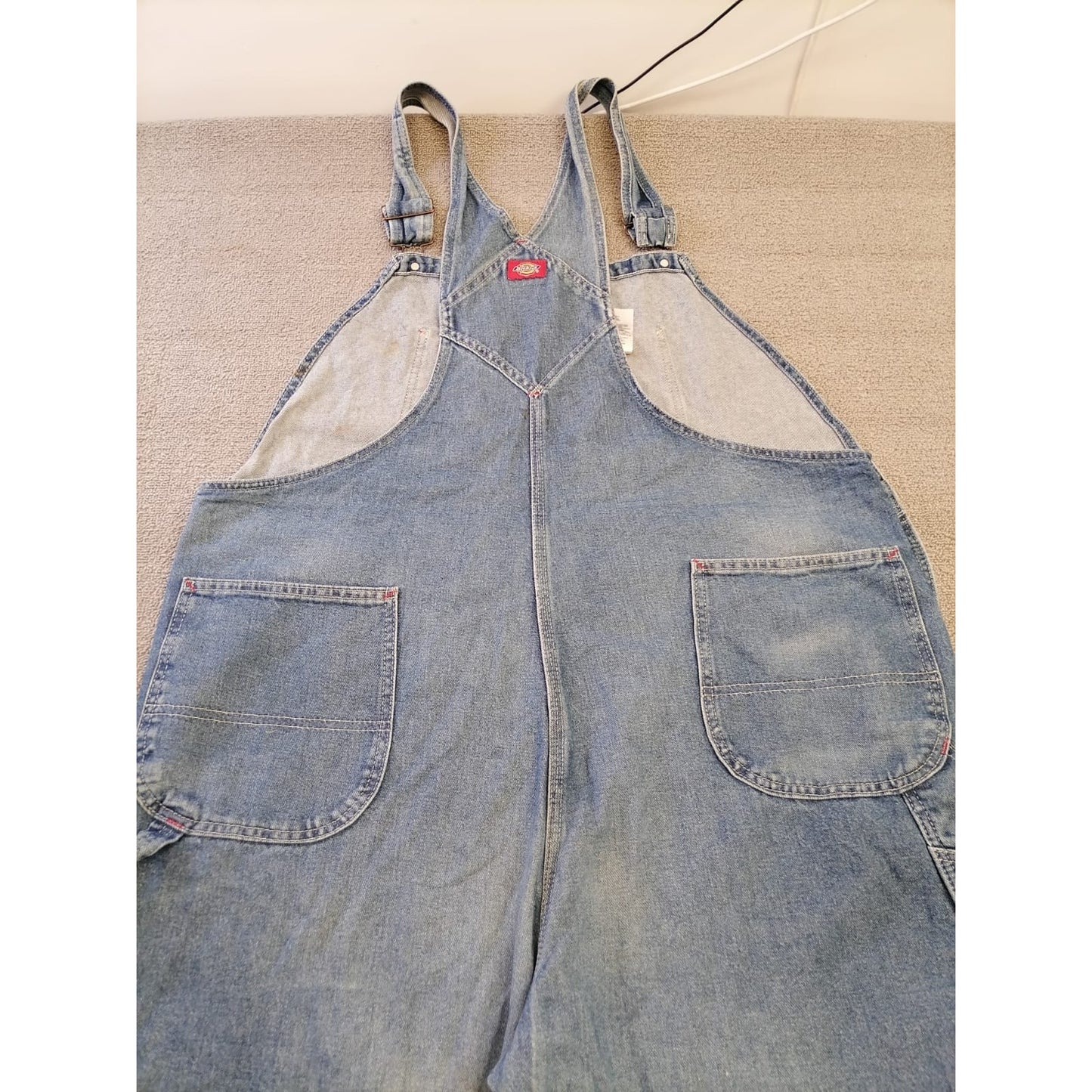 Dickies 44x32 Adult Male Light Wash Denim Bib Overalls Durable Workwear Apparel Men's