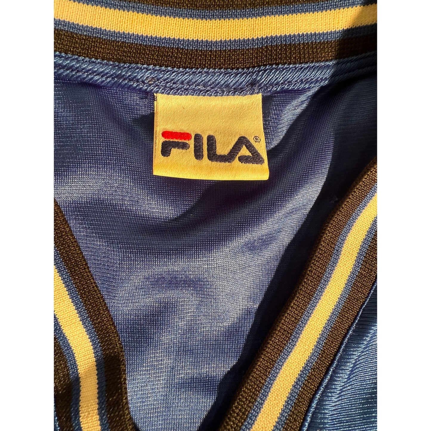Fila v‑neck mesh colorblock top Men Large blue black sporty