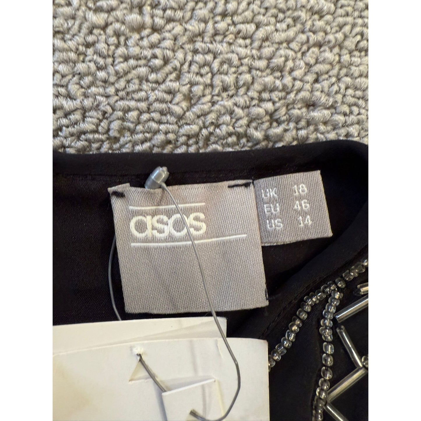 ASOS Womens Black Embellished Mini Dress US 14 NWT