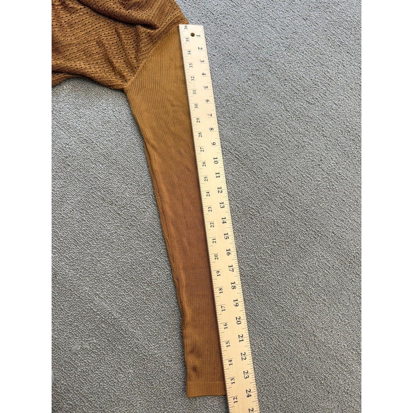 Free People Women's Small Petite Brown Orange Sweater Textured Knit Long Sleeve