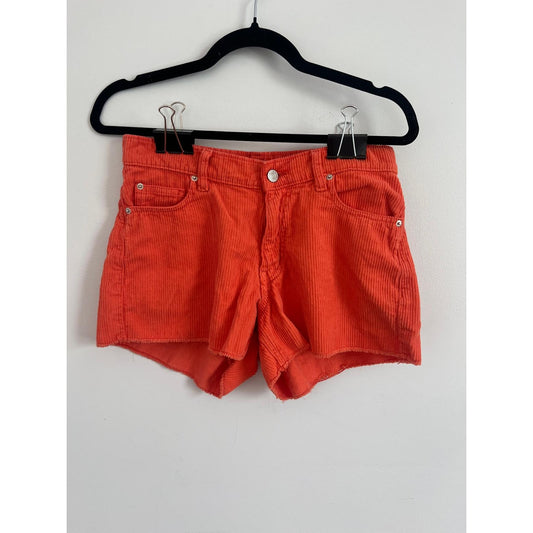 BDG Corduroy Shorts Women 27 Orange Raw Hem High Rise Urban Outfitters