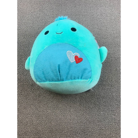 Squishmallows Original Plush Teal Whale Stuffed Animal Ribbed Belly Toy Hearts