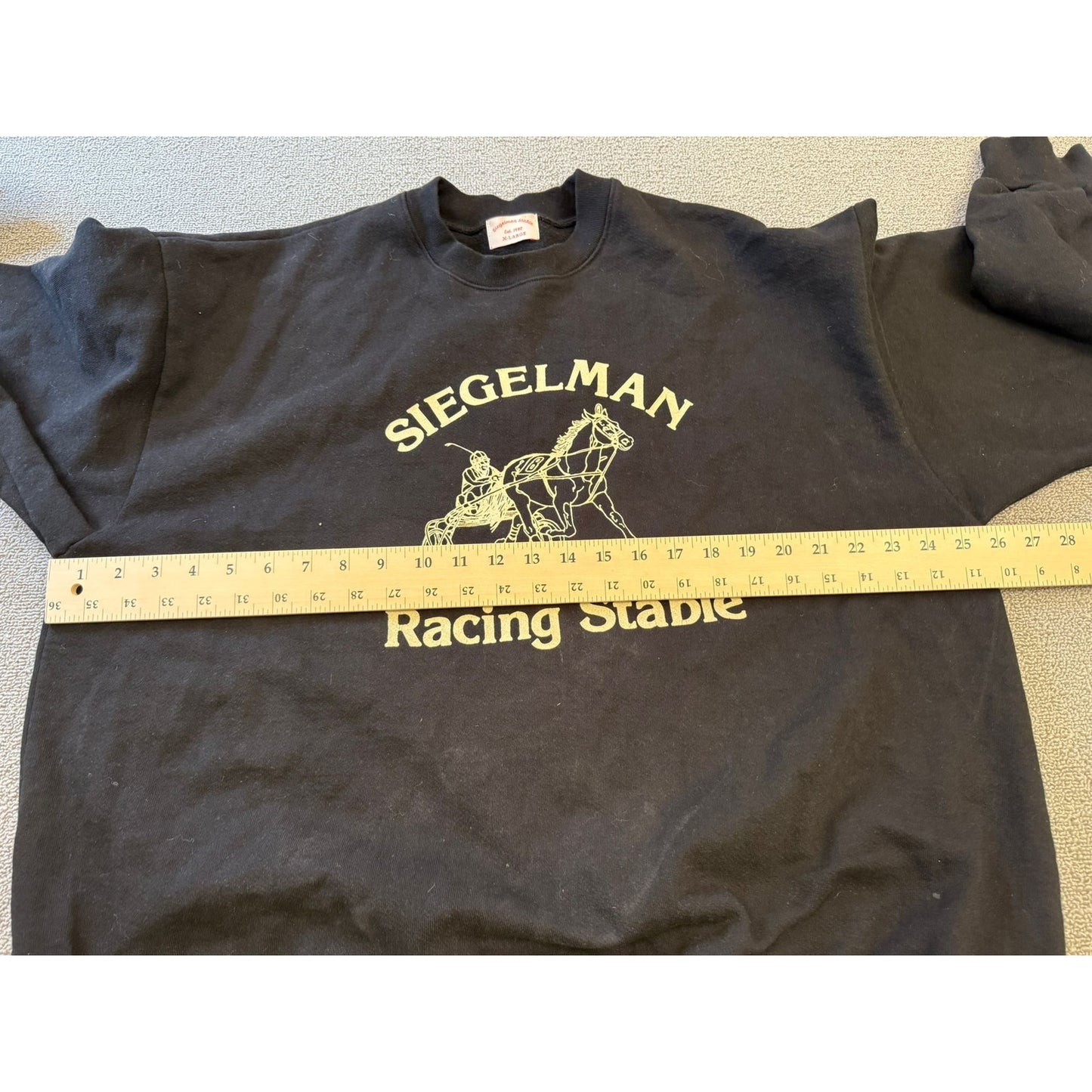SIEGELMAN STABLE Men's Crewneck Sweatshirt XL Black Graphic Racing stable