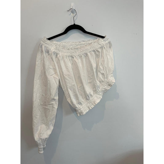 Free People Off Shoulder Blouse Women SP White Long Sleeve Boho Crop Top