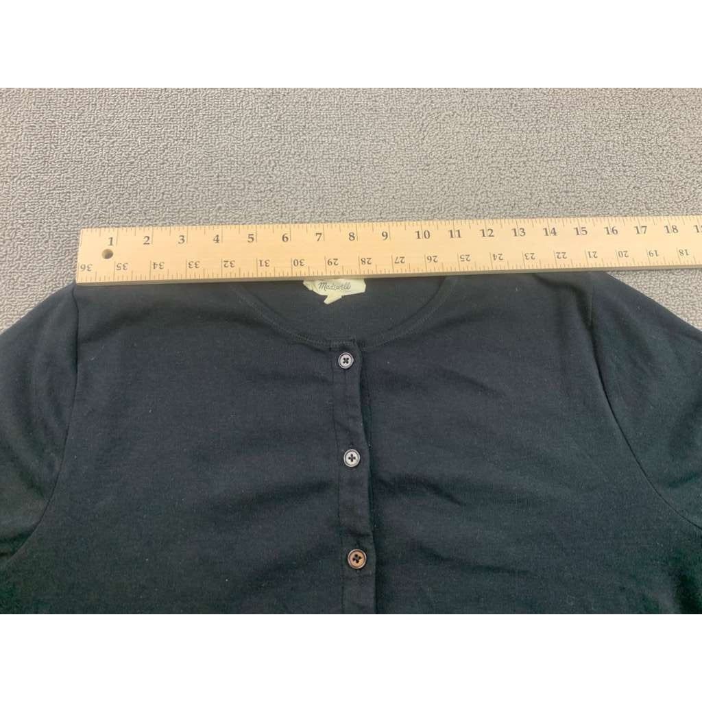 Madewell Cardigan Women's XL Black Button Front Knit Sweater Classic Minimalist