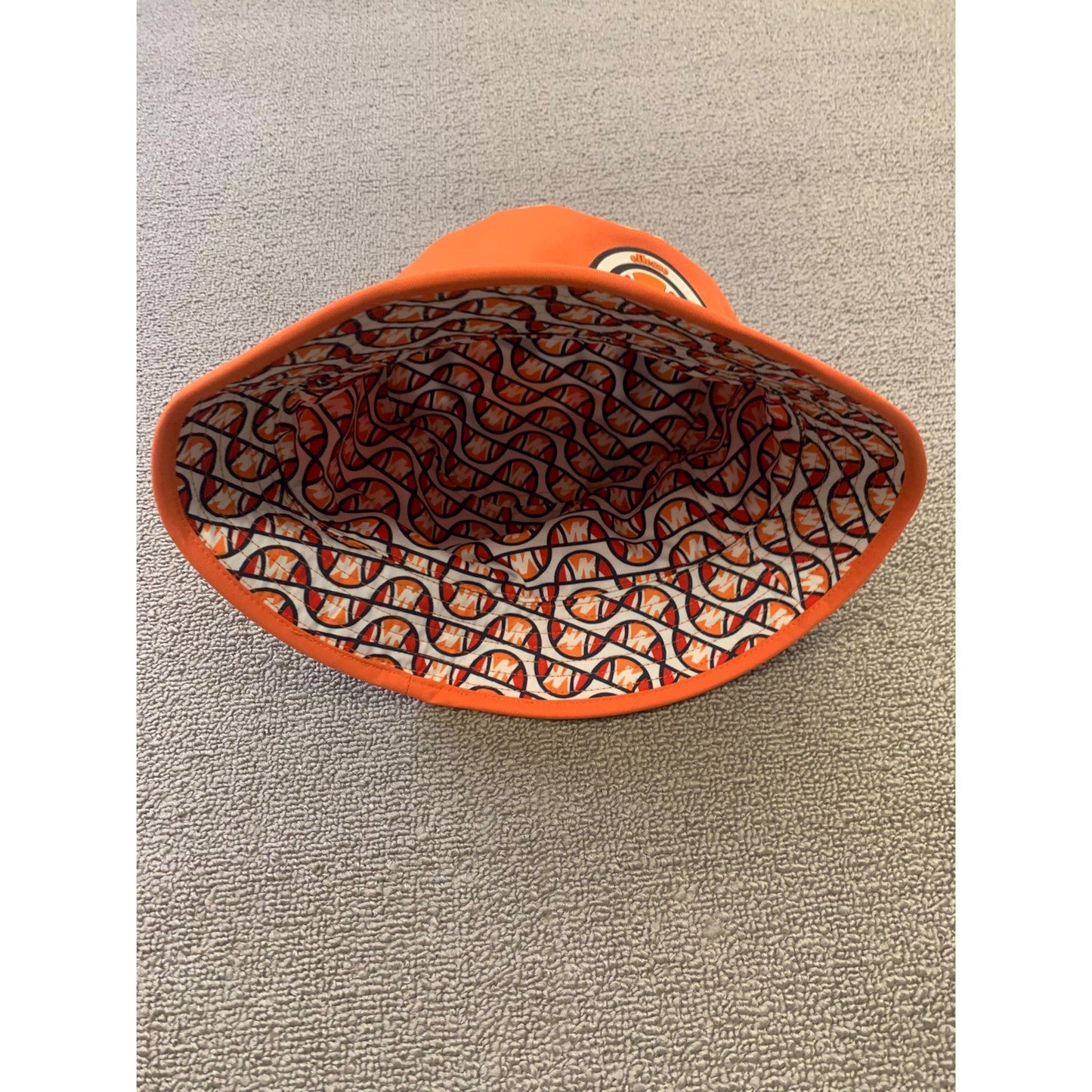 MICHAEL KORS Women One Size Orange Navy Logo Bucket Hat