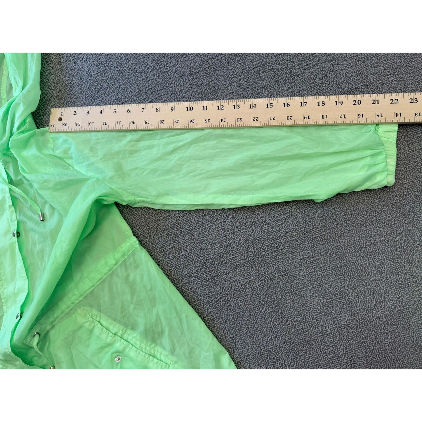 Forever 21 Women's Size S Neon Green Hooded Raincoat Trench Coat