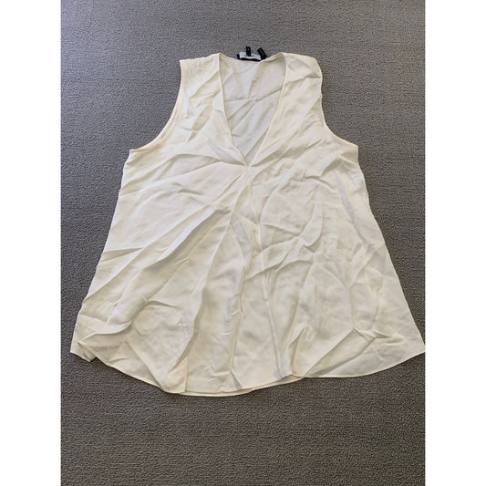 Theory Women's Medium White Cream Top Blouse Sleeveless V Neck