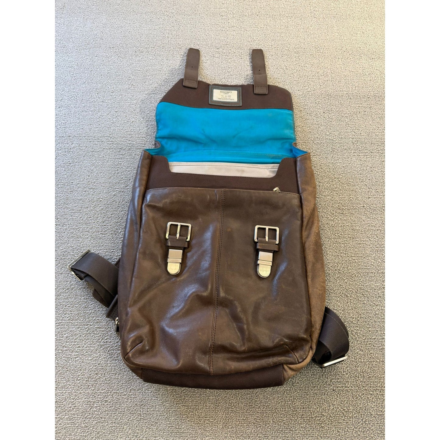 KNOMO London Hudson Men's Brown Leather Business Backpack