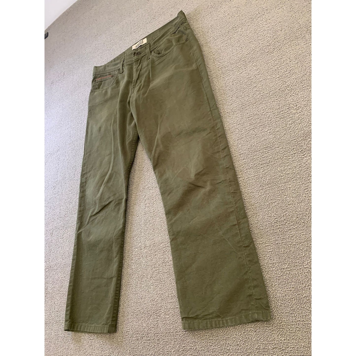 NAKED & FAMOUS Men's 32 Weird Guy Army Green Duck Selvedge Jeans