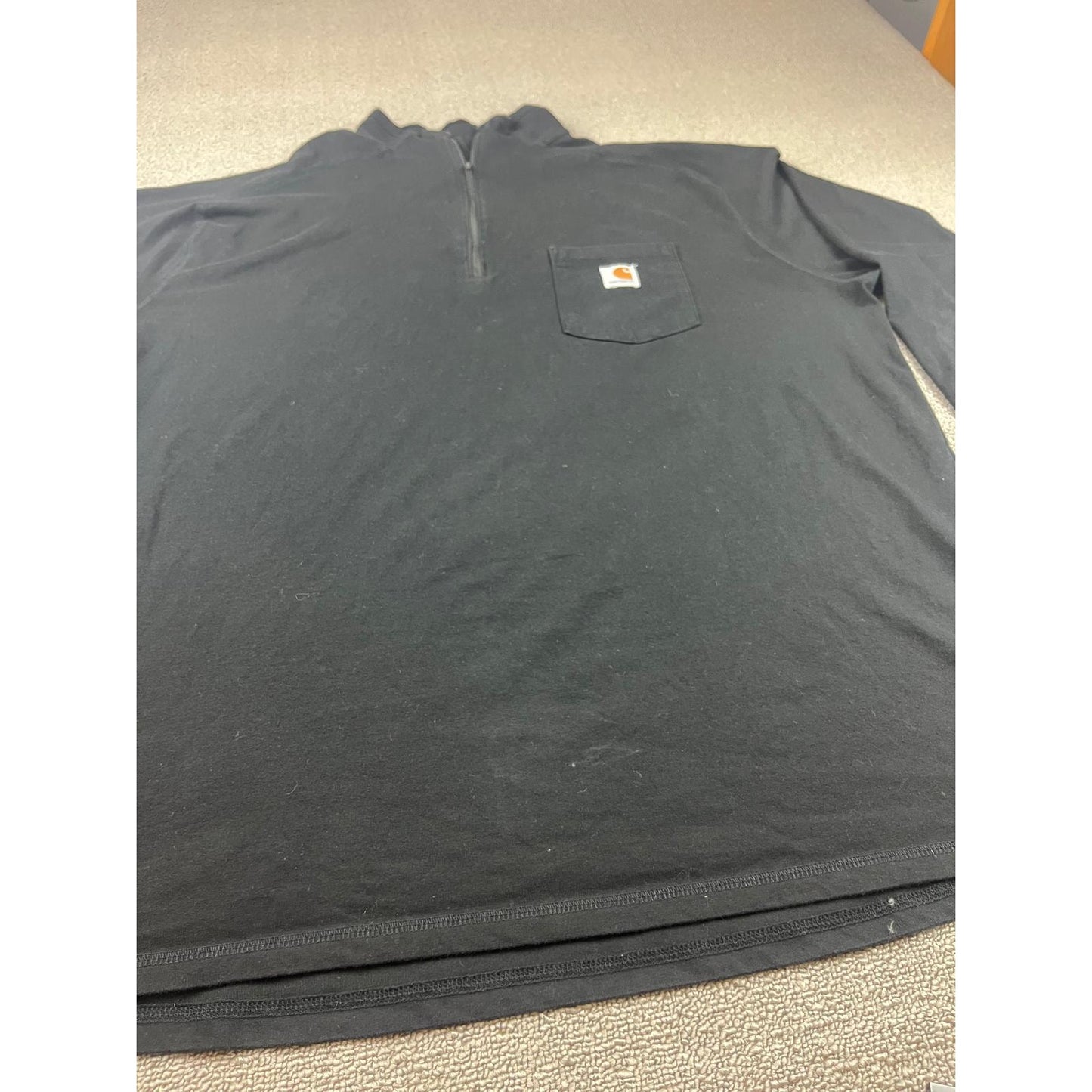 Carhartt Sweater Mens 2XL Black 1/4 Quarter Zip Performance Pullover Logo