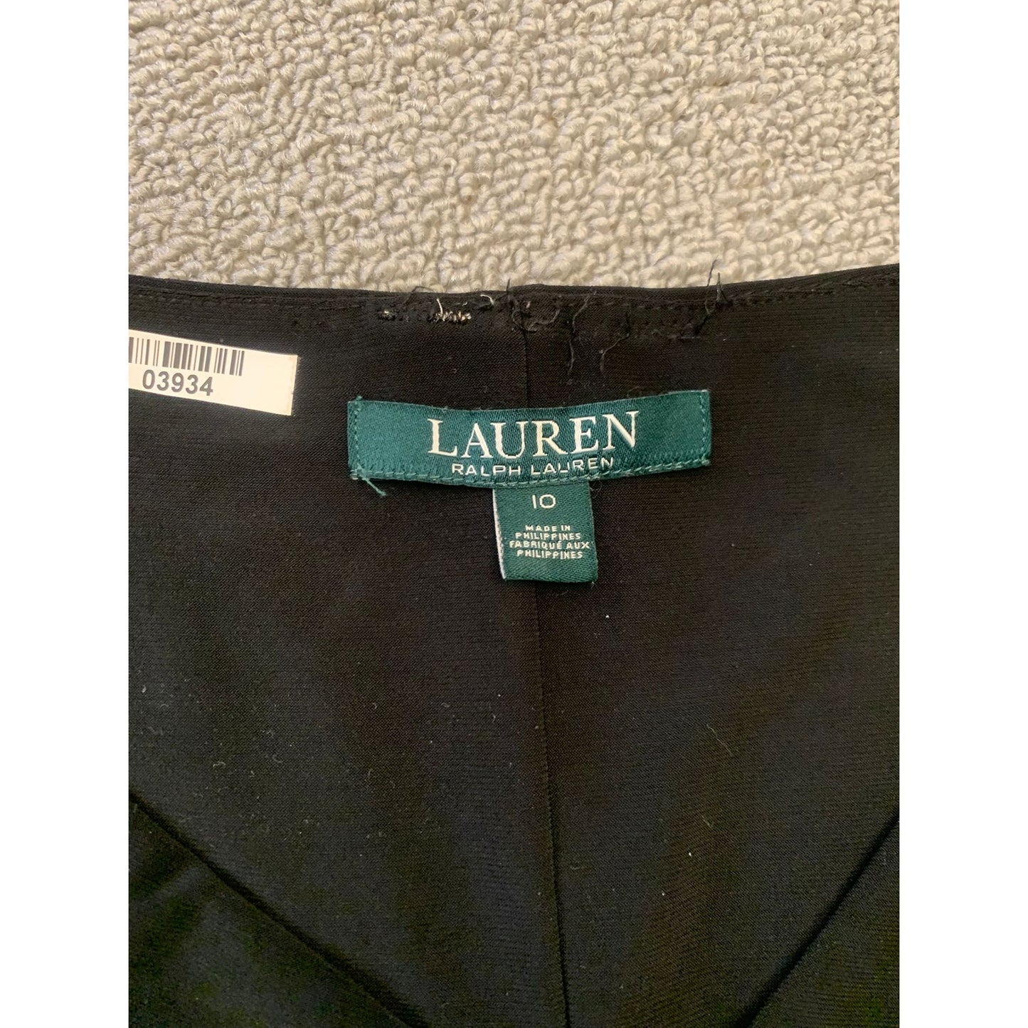 Lauren by Ralph Lauren Evening Dress Size 10 Womens Solid Black Crystal Brooch