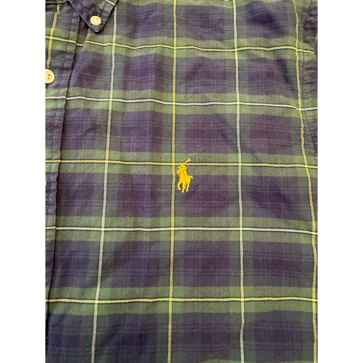 Ralph Lauren Men's XL Green Blue Plaid Long Sleeve Button Shirt