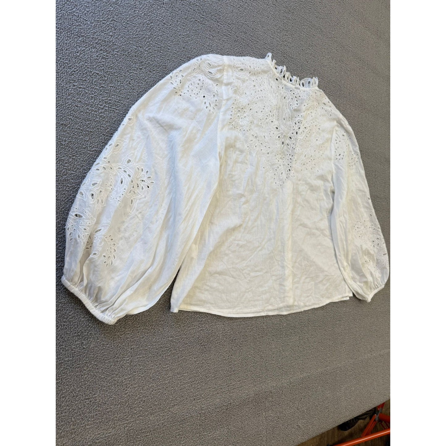 INTERMIX Women's L Large White Eyelet Embroidery Blouse Top