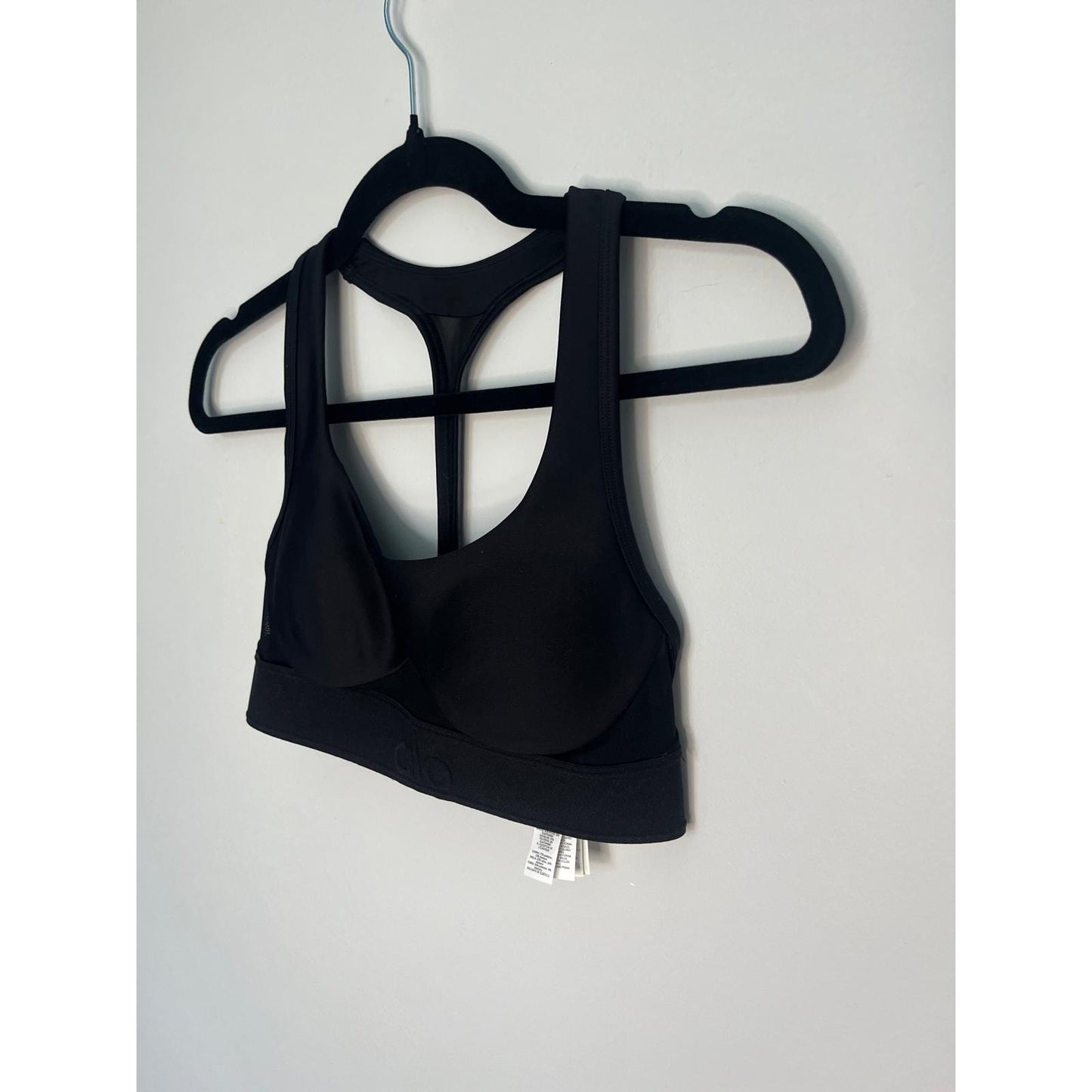 Alo Yoga Sports Bra Women XXS Black Mesh Back Racerback Supportive