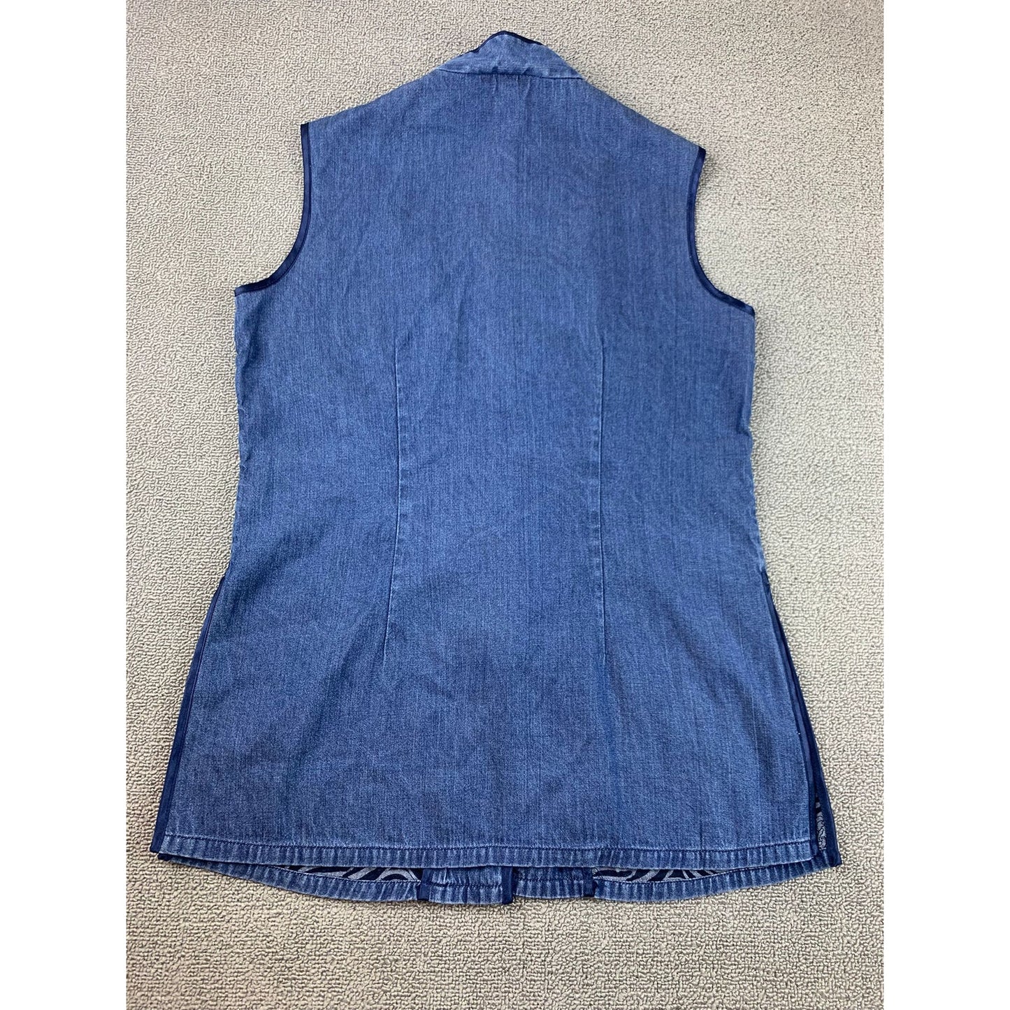 Shanghai Tang Women 10 Denim Waistcoat  Vest Gilet Ethnic Chinese