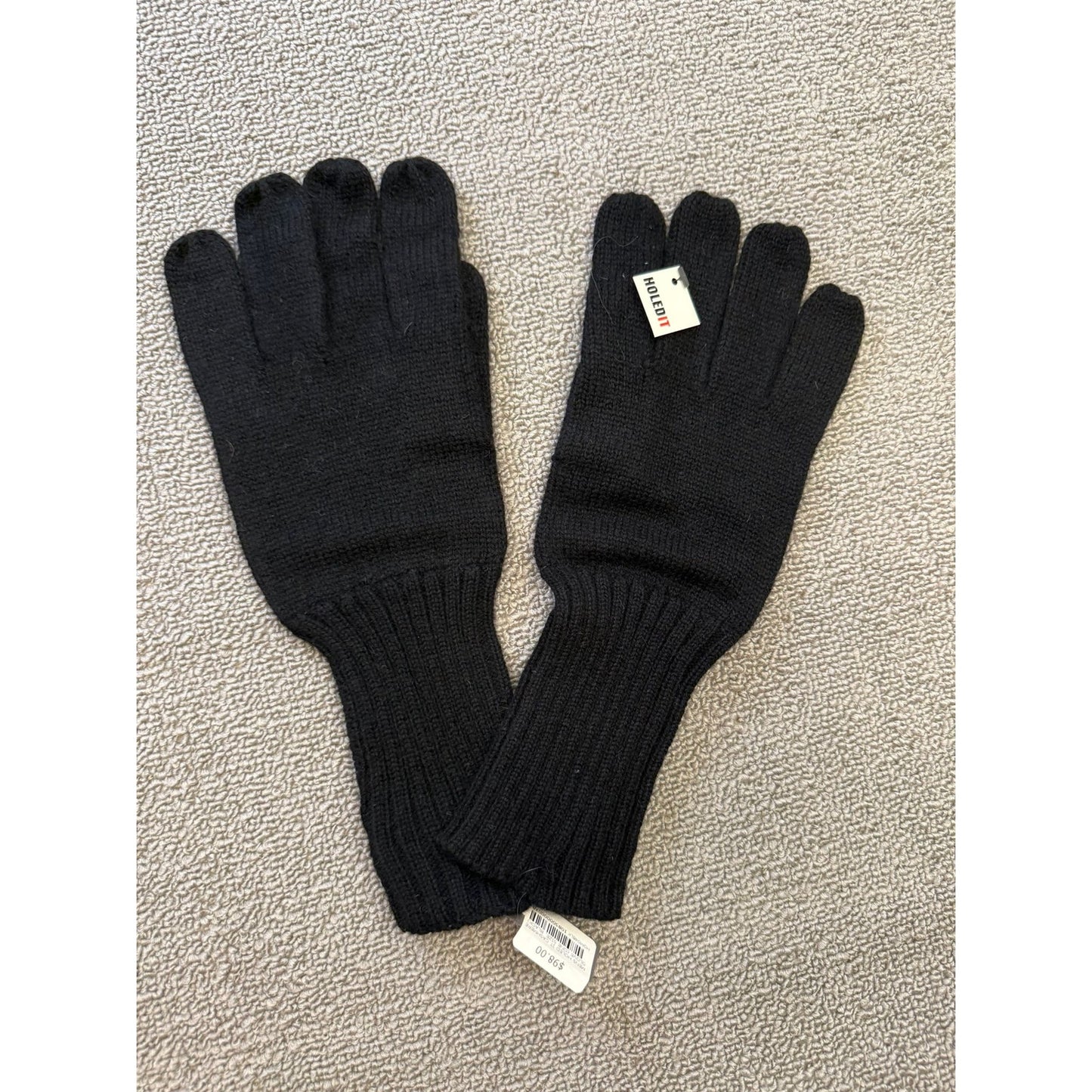 Carolina Amato Men Holed It One Size Black Cashmere Gloves