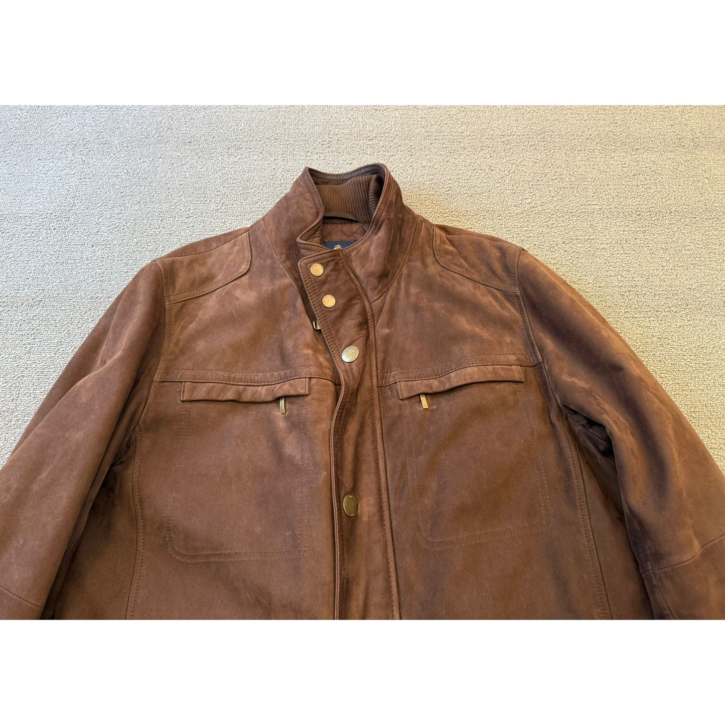 Brooks Brothers Men Size M Field Genuine Leather Jacket Brown Quilted Lining