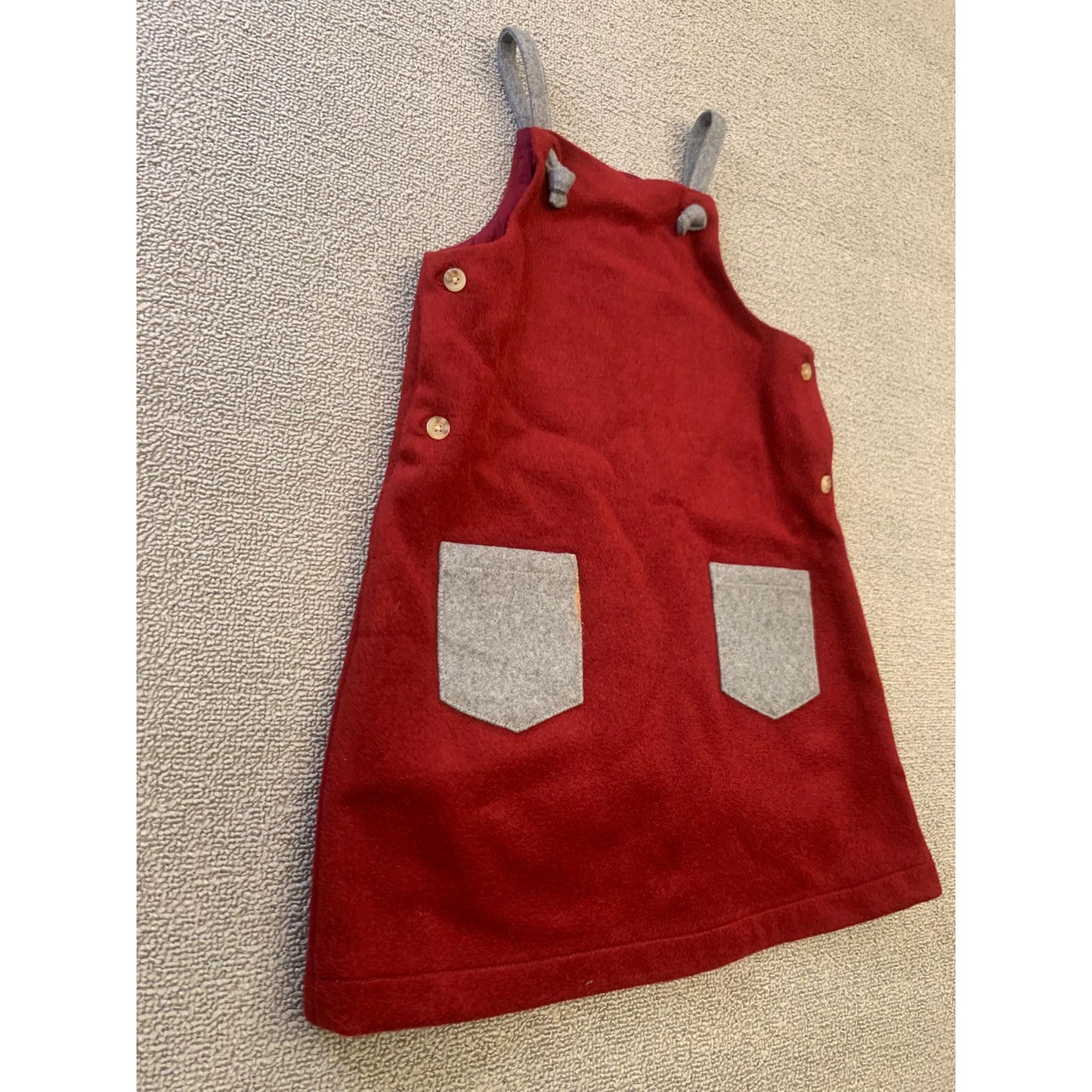Oaks Of Acorn Girl's Size 6Y Red And Gray Wool A-Line Pinafore Dress