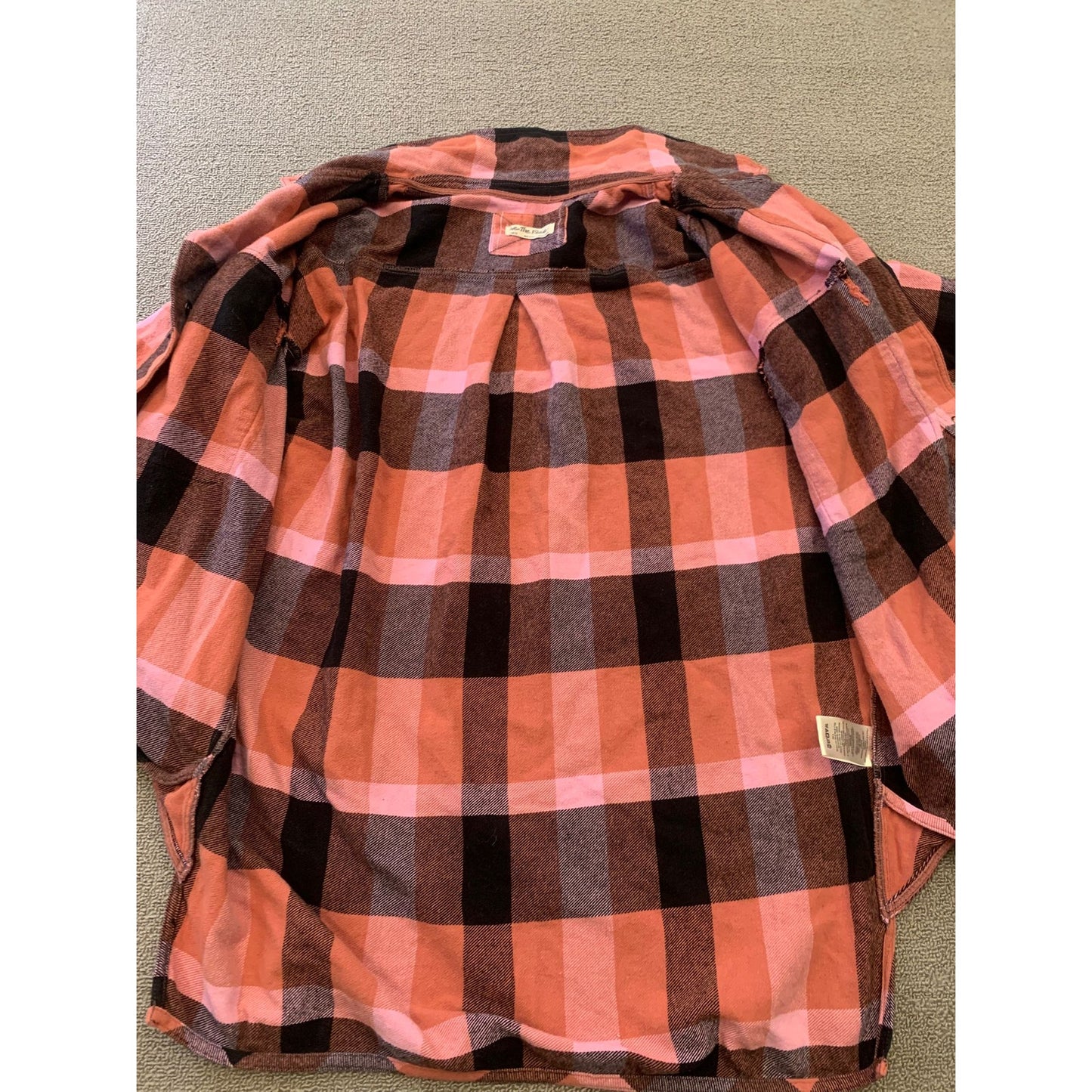 Free People We The Free Women's Large Pink Plaid Flannel Button Up Shirt