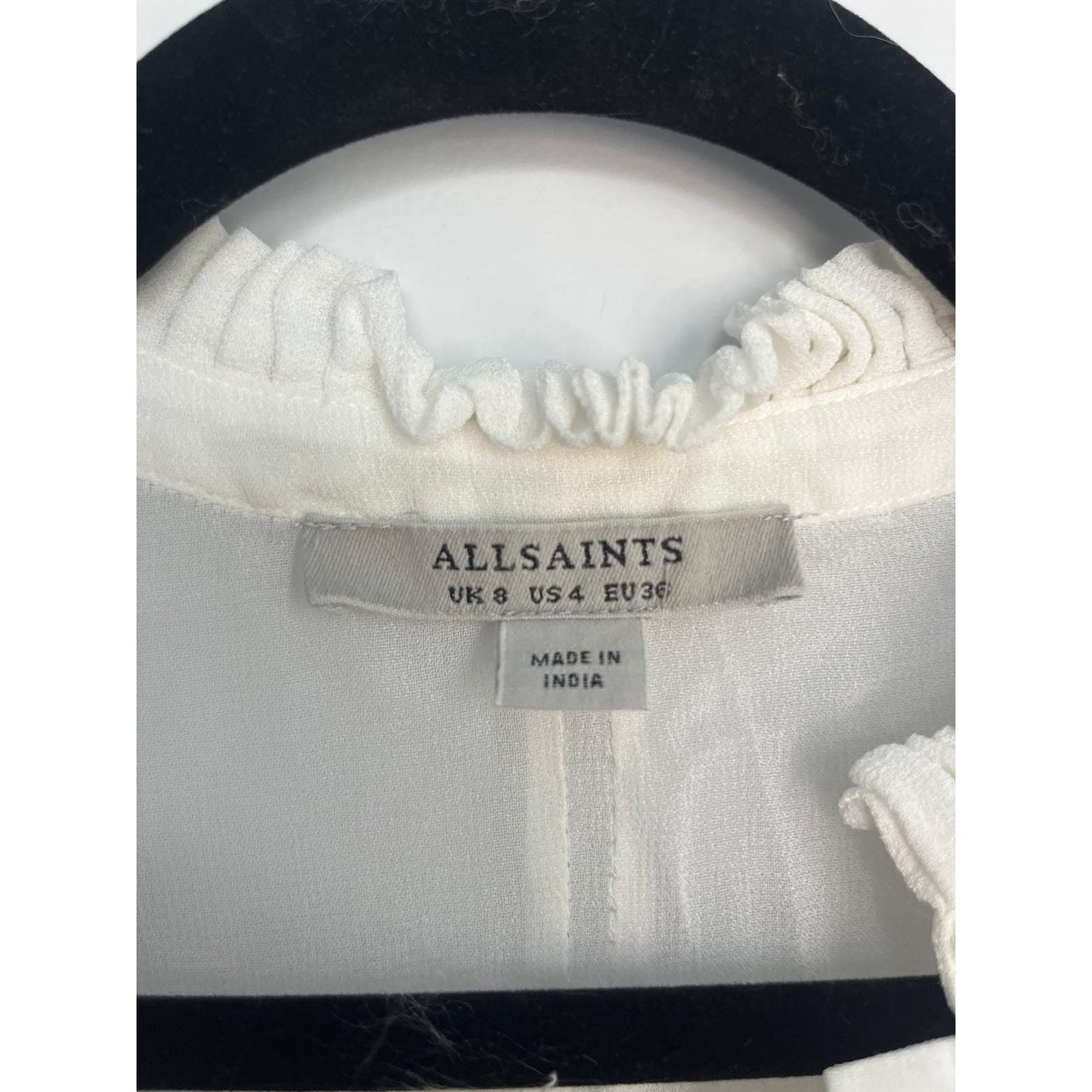 AllSaints Eyelet Ruffle Sleeveless Blouse Women 4 White Boho Peplum Top