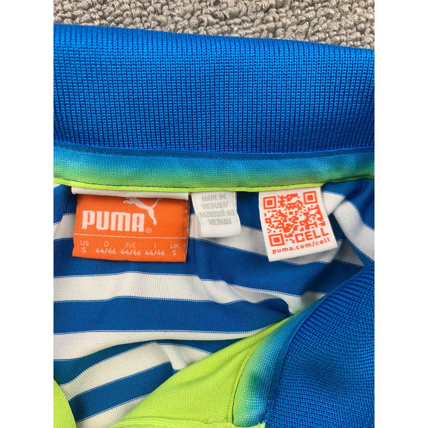 Puma Men's Short Sleeve Golf Polo Shirt Size Small Blue Yellow Athletic