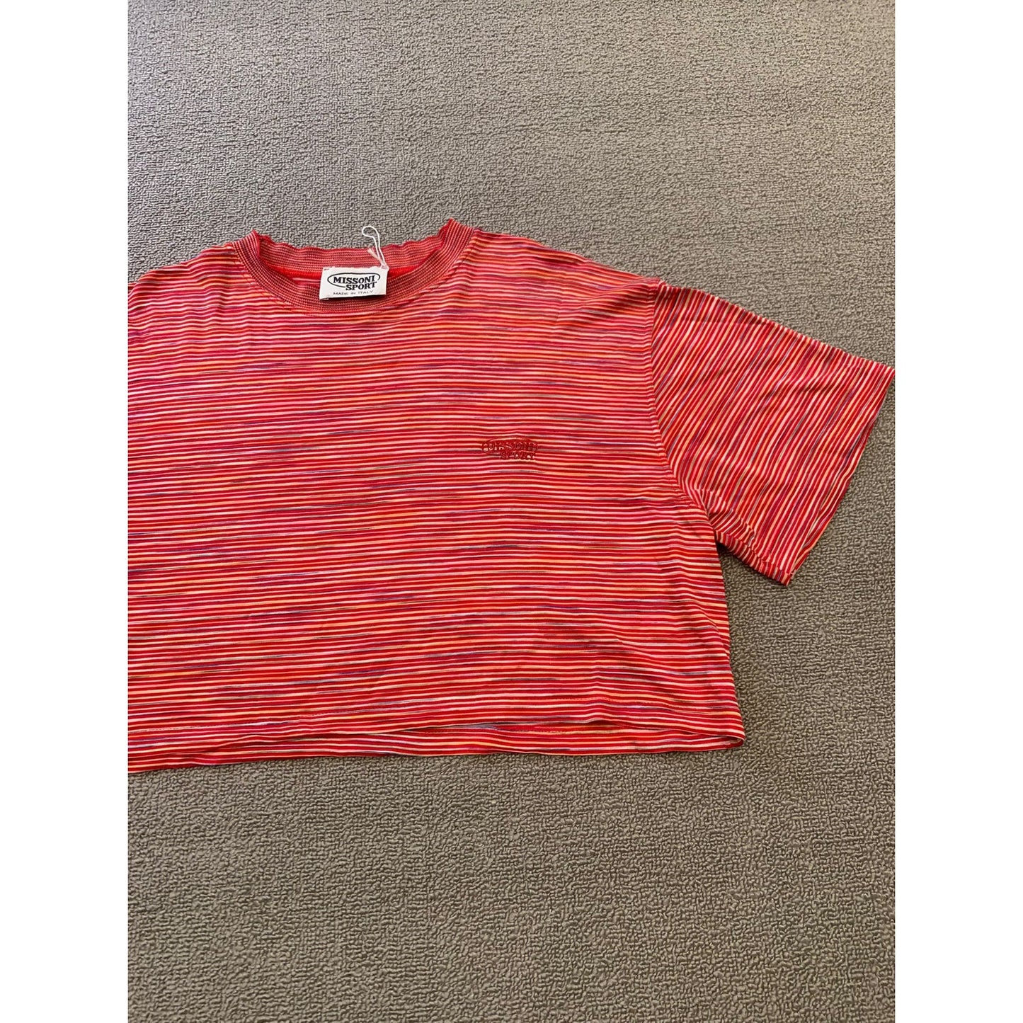Missoni Sport Women M Red Striped Crop Top T-Shirt