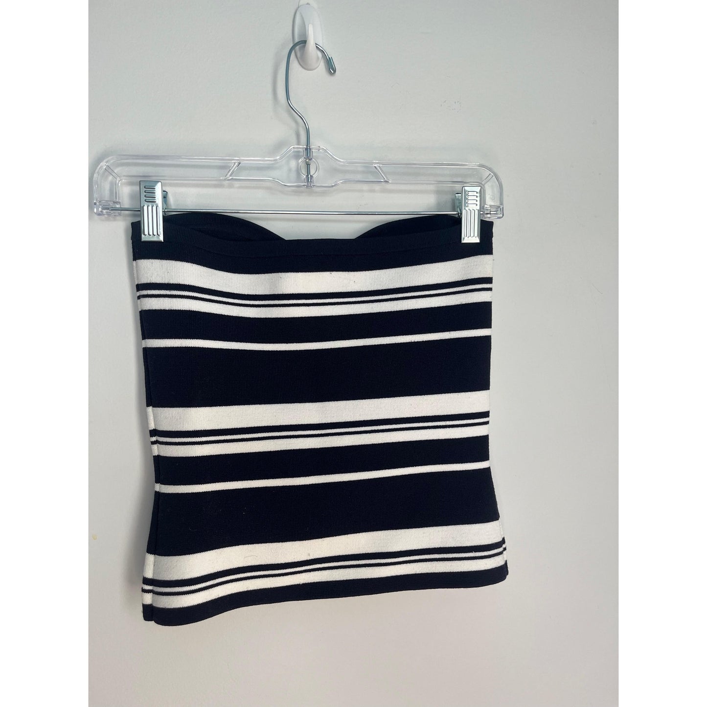 Babaton Strapless Top Women Small Blue White Stripe Knit Tube Minimalist