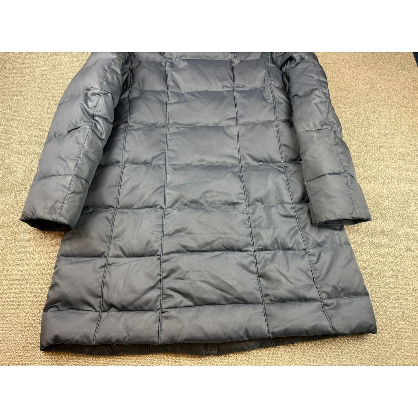 Nautica Women's Medium Navy Blue Hooded Fur Trim Puffer Coat