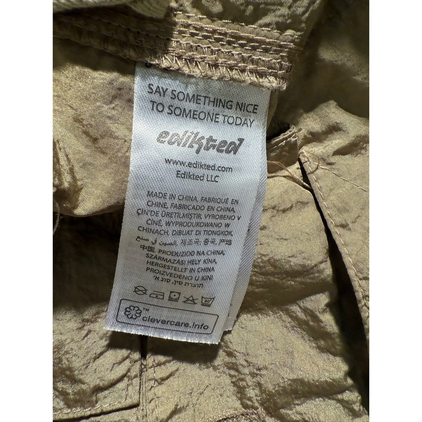 Edikted Beige Women Medium/Large Nylon Drawstring Cargo Jogger Pants