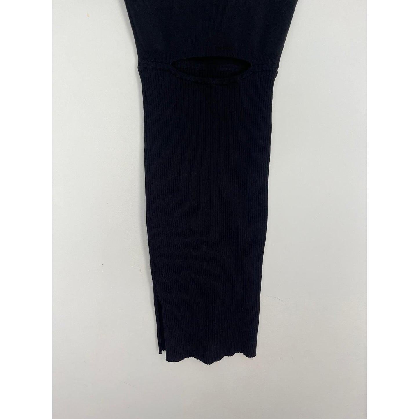 Babaton Knit Midi Dress Women XS Black Short Sleeve Ribbed Bodycon