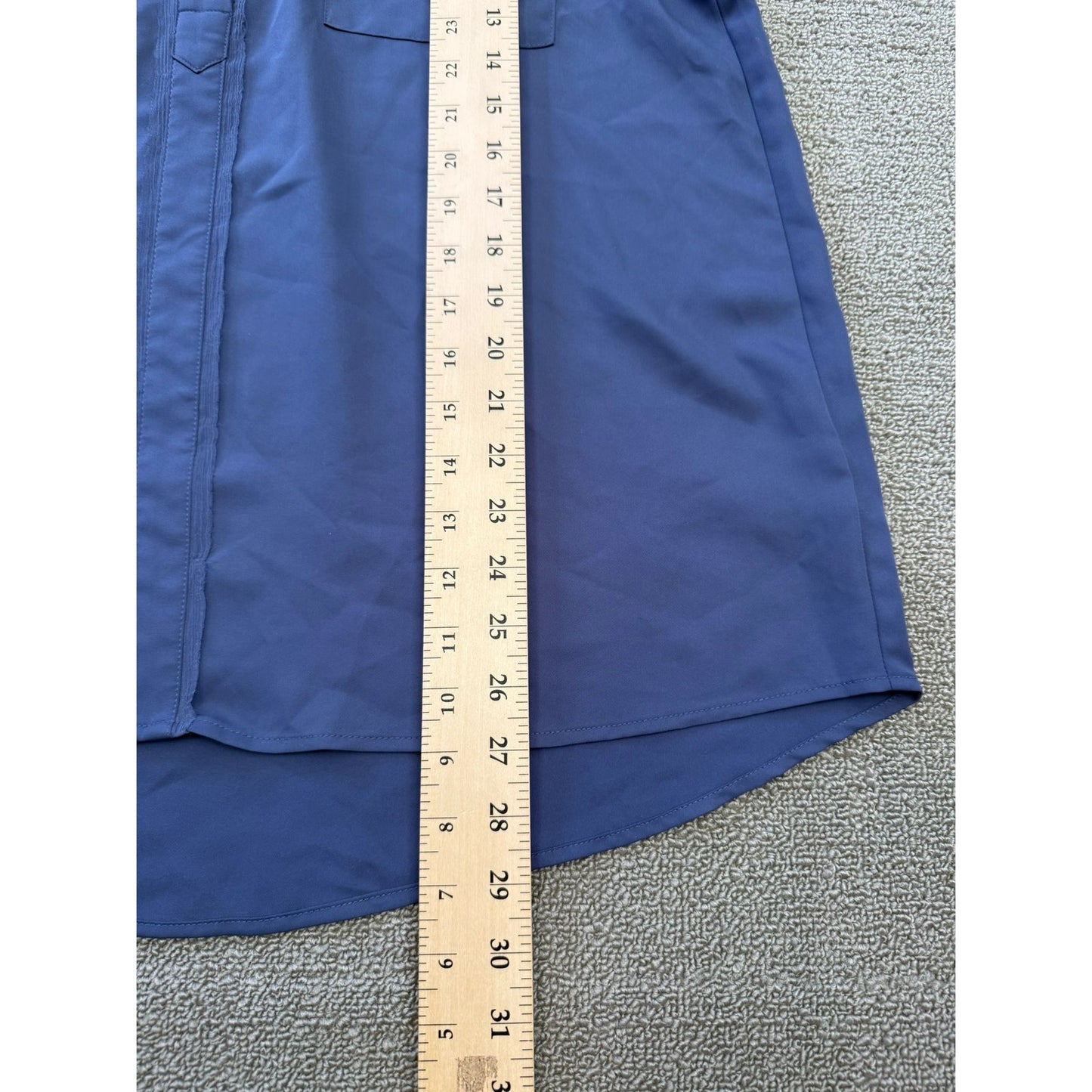Simply Vera Verawang Women's Large Blue Short Sleeve Pocket Tunic Blouse