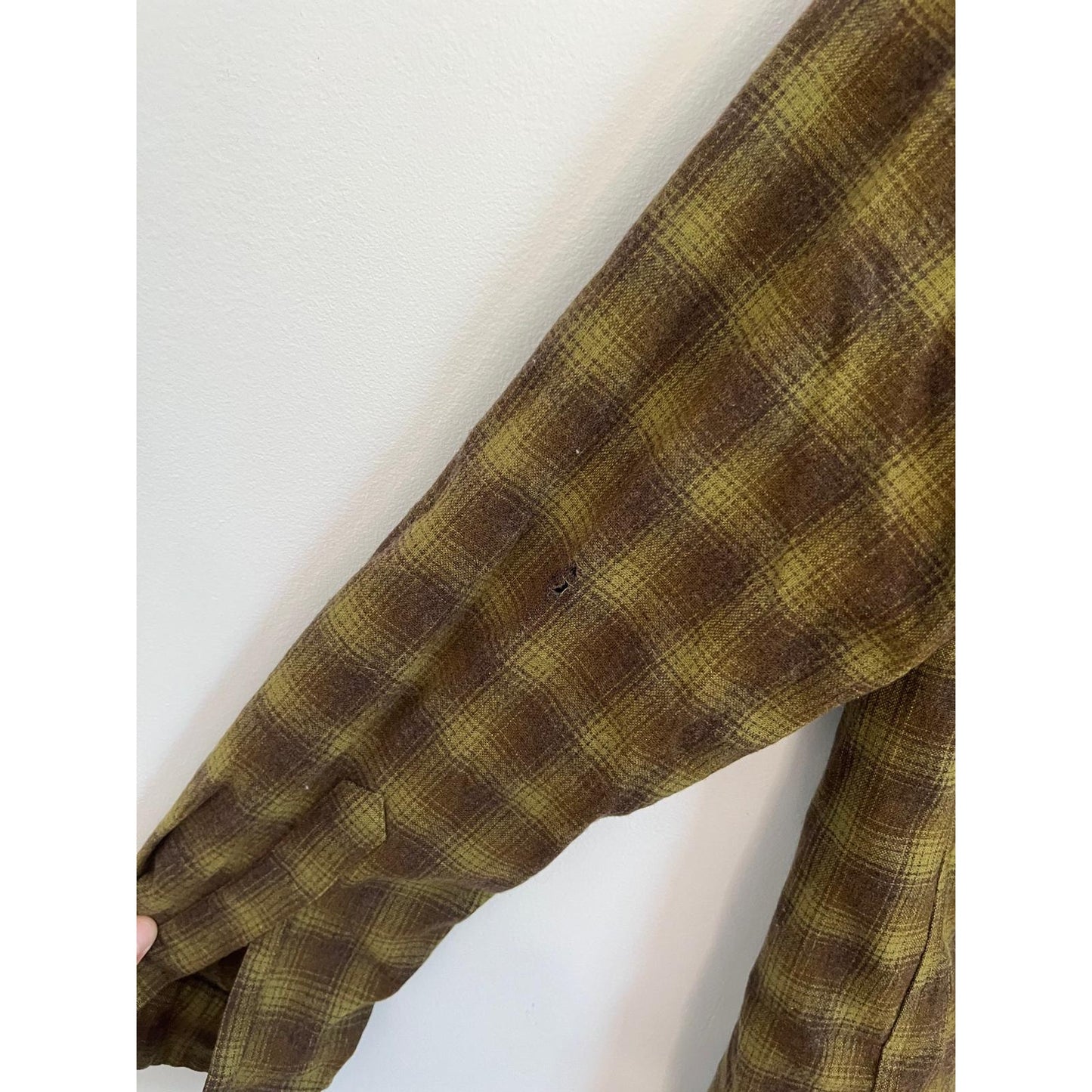 Pendleton Flannel Shirt Men M Brown Yellow Plaid Wool Board Fitted USA