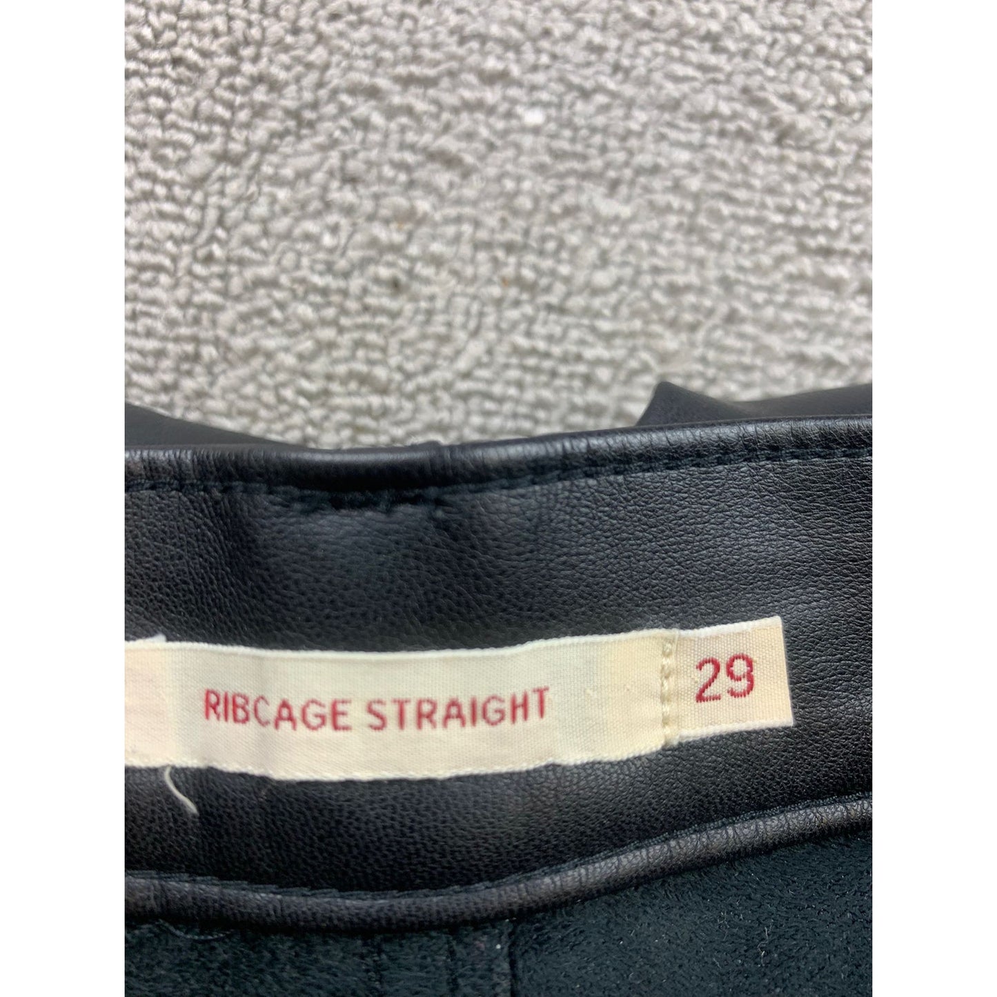Levi's Women's 29 Black Faux Leather Ribcage Straight High Rise Pants