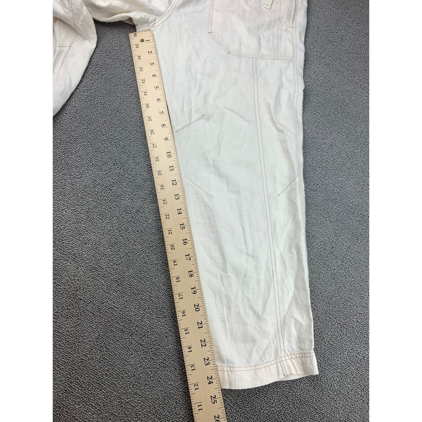 FREE PEOPLE Women's Small White Paperbag Cropped Waist Chino Pants Jeans