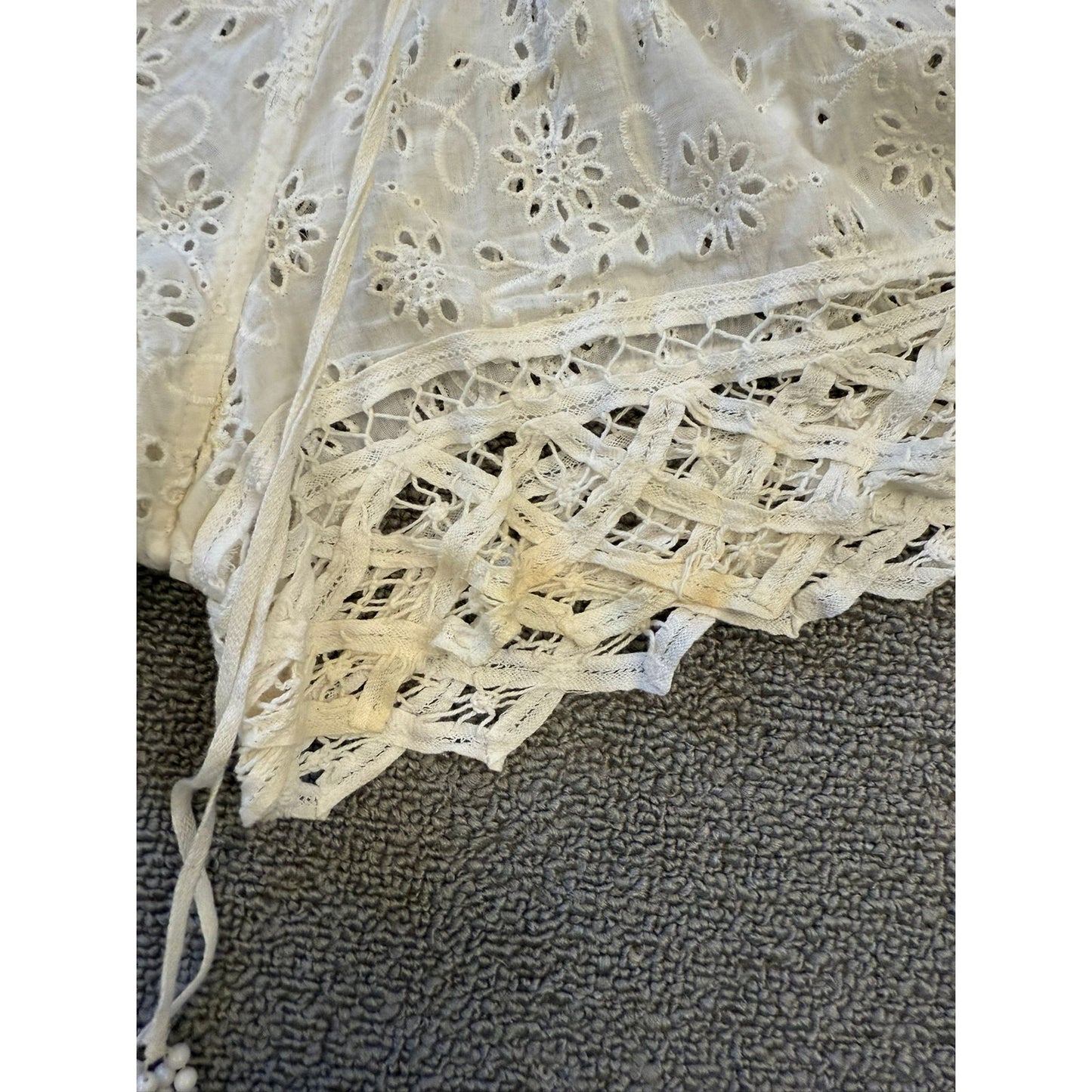 Boho Crochet Lace Eyelet Shorts  Women XS White Summer Beachwear