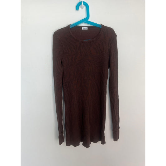 Splendid Thermal Long Sleeve Top Women Small Brown Waffle Knit Basic Layer