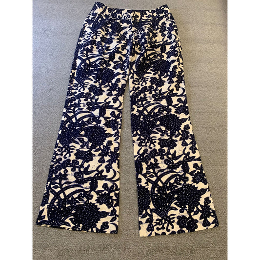 Ann Taylor Loft Marisa Women’s Linen Blend Pant Floral Vine Print Size 2