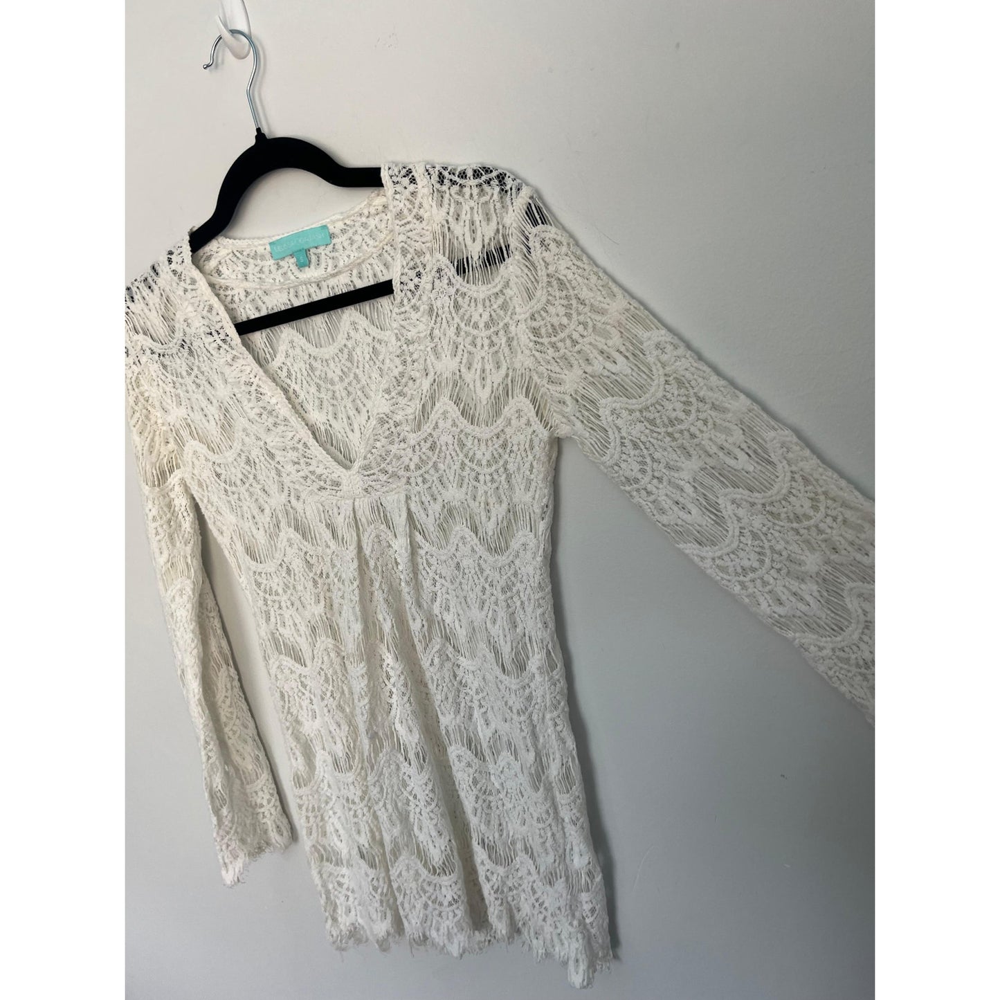 Melissa Odabash Crochet Cover Up Women S White Lace Sheer Beach Tunic