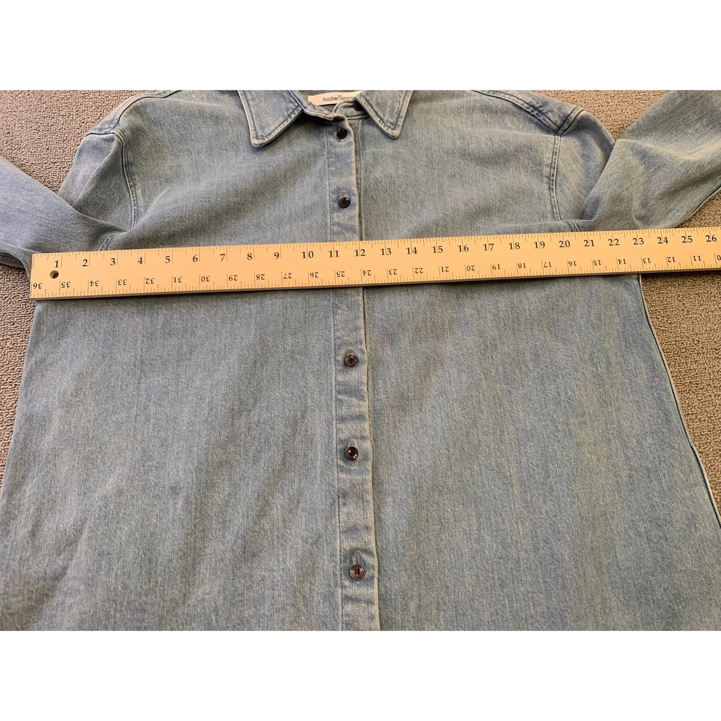 Another Tomorrow Women's Large Light Blue Italian Denim Shirt