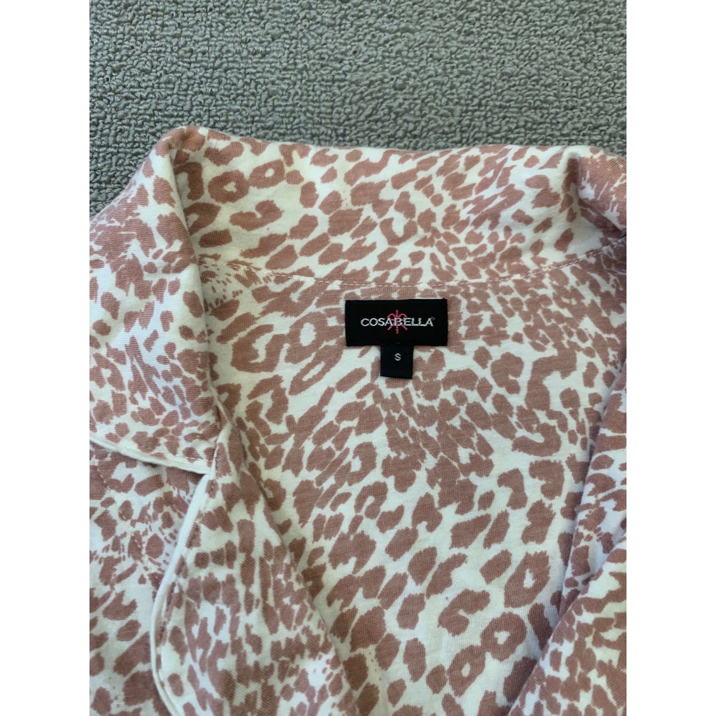 Cosabella Women's Small Pink White Leopard Print Pajama Set Two Piece
