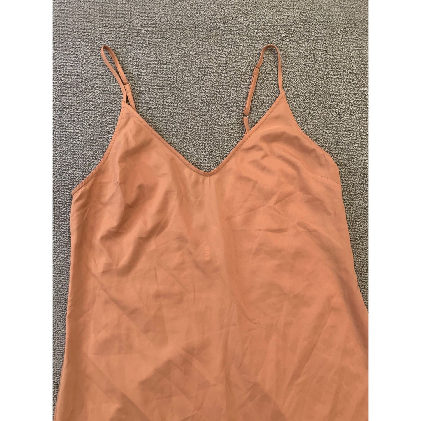 Staud Women's L Peach Orange V-Neck Slip Dress Adjustable Straps